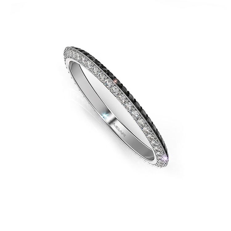 Black And White Knife Edge Wedding Band