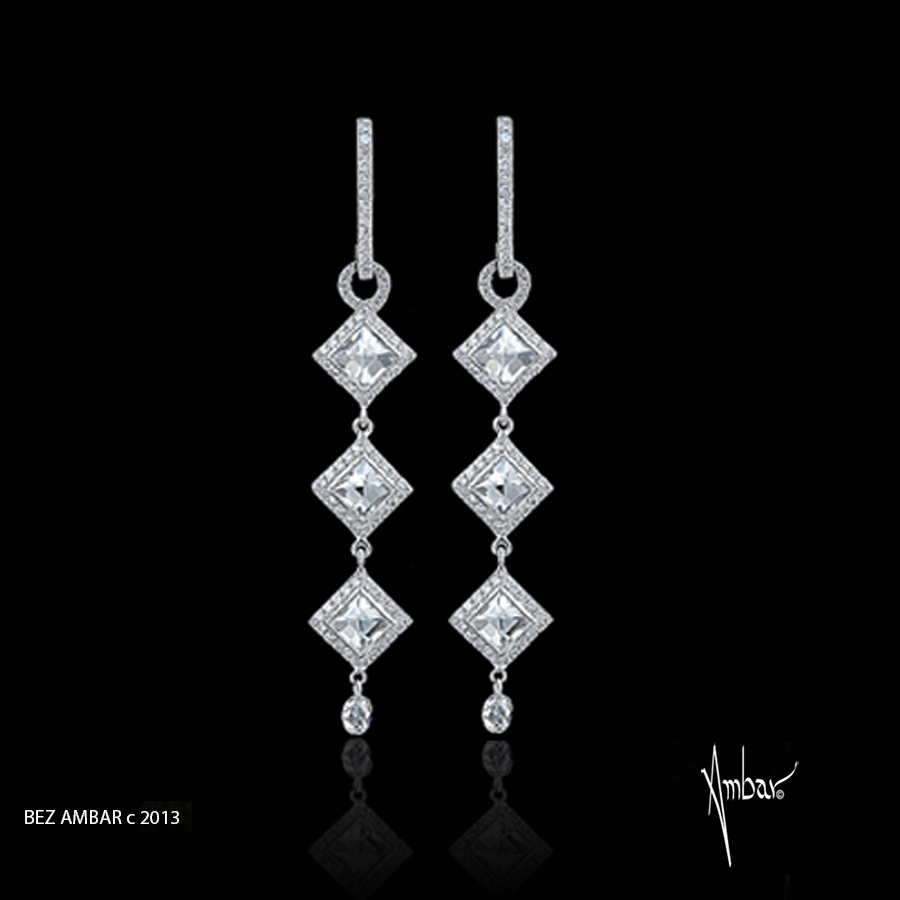 Chimes Earrings Drop Down Chime Earrings Blaze Diamonds Pave Frame Bez Ambar