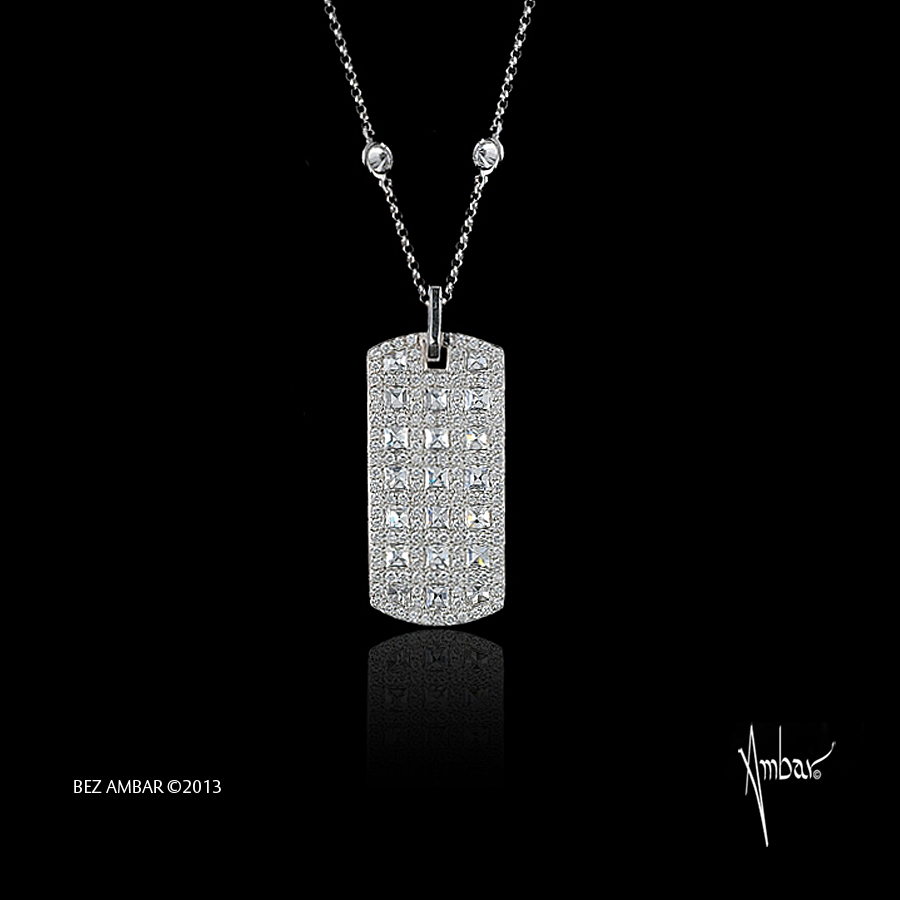 white gold dog tag necklace