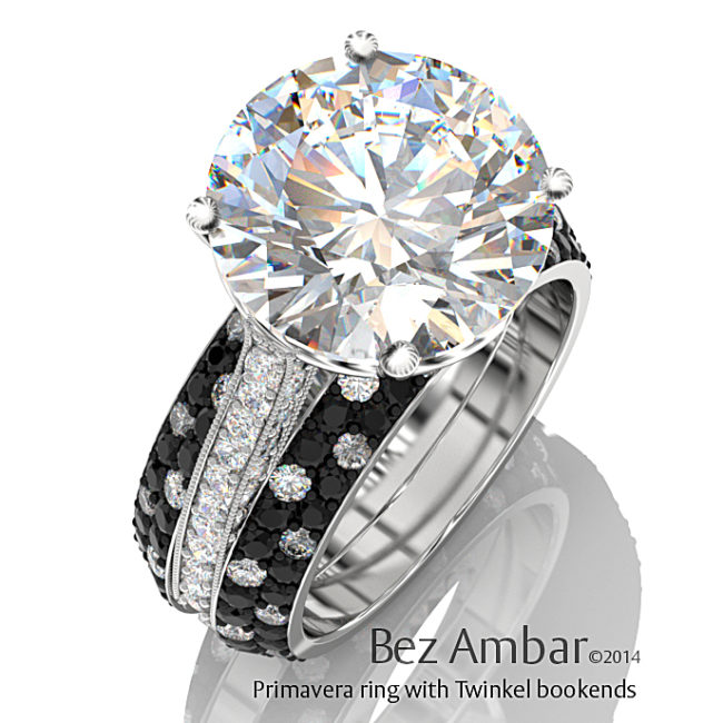primavera-diamond engagement ring with twink bookend ring enhancers
