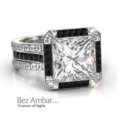 princess -diamond-engagement -ring -Black-white- Blaze