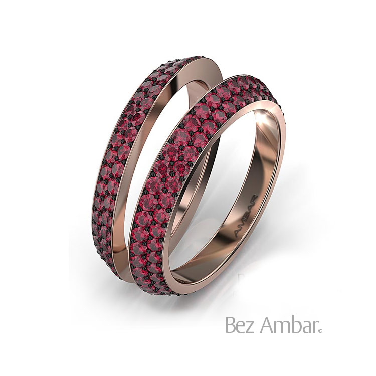 Double Row Ruby Bands Bookend Ring Enhancers