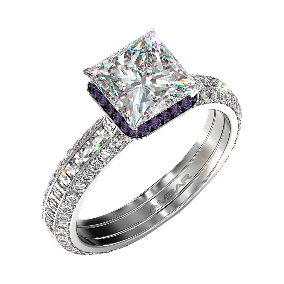 Silvet Blaze Engagement Ring Set for Square Diamond Silvet Blaze Engagement Ring Set for Square Diamond