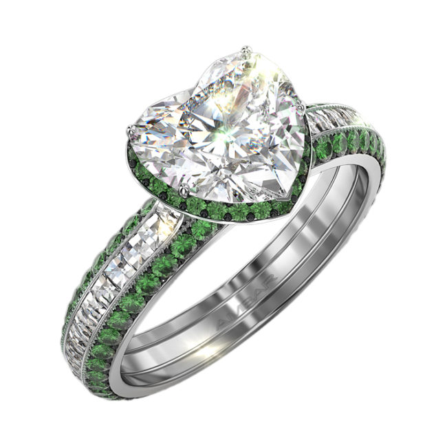 Silvet Heart Shaped Engagement Ring – Green Peridot