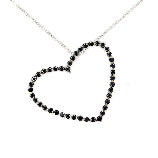 Black Diamond Open Heart Pendant