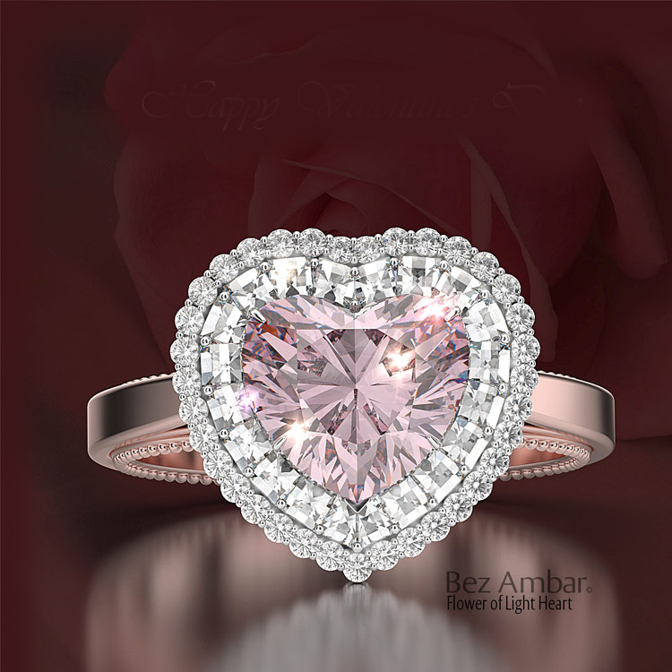 pink diamond heart shaped rings