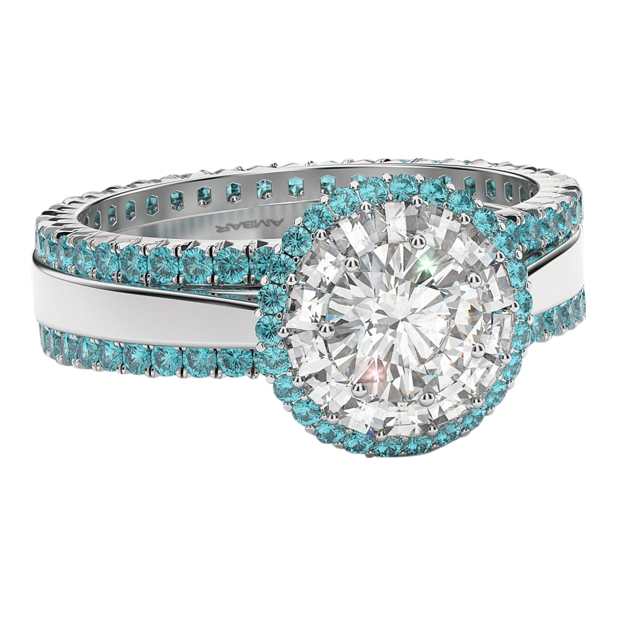 Paraiba Tourmaline Wedding Set Flower Of Light Paraiba Tourmaline Wedding Set Flower Of Light