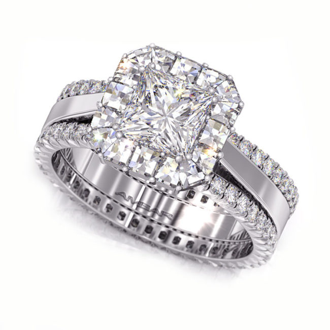 Halo Diamond Engagement Ring Set-