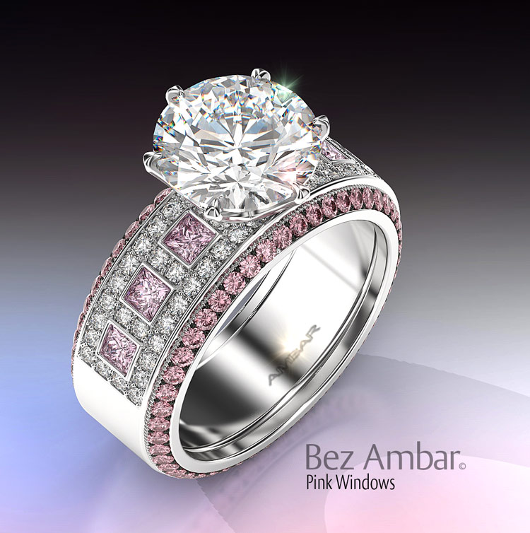 Pink wedding ring set