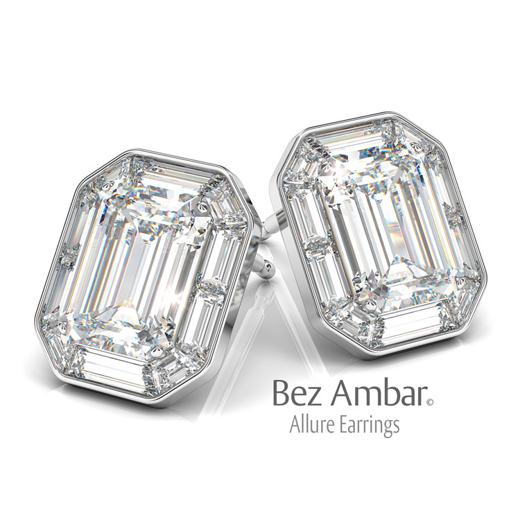 diamond earrings studs emerald cut diamond earring studs