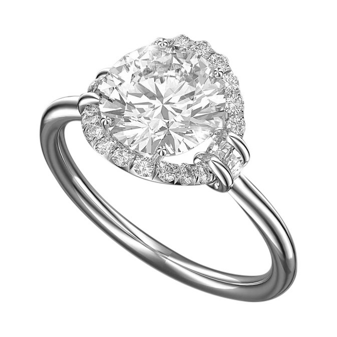 Simple Diamond Engagement Ring With Halo Hover
