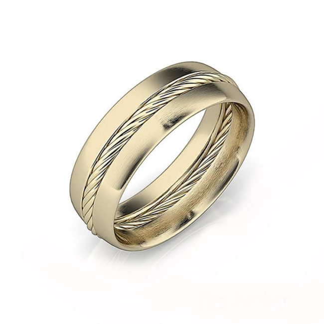 Men’s Yellow Gold Wedding Band Rope Detail