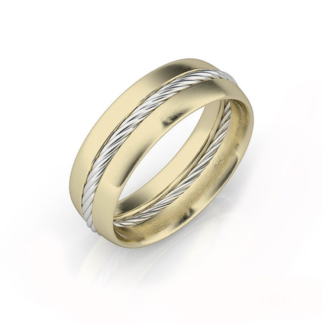 Show information about the snippet editor Snippet preview Men's White and Yellow Gold Wedding Band