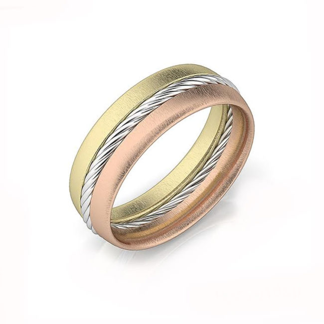 Yellow Rose White Men Gold Wedding Band