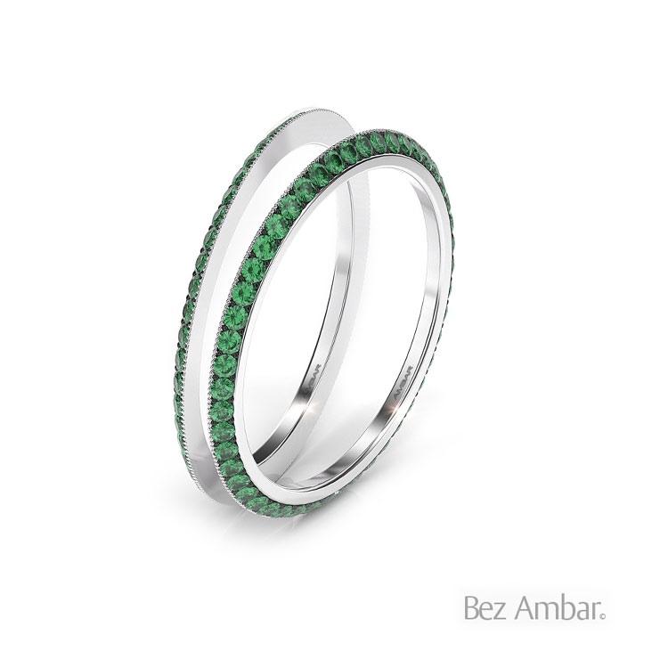 Green Peridot Bookend Wedding Ring Enhancers