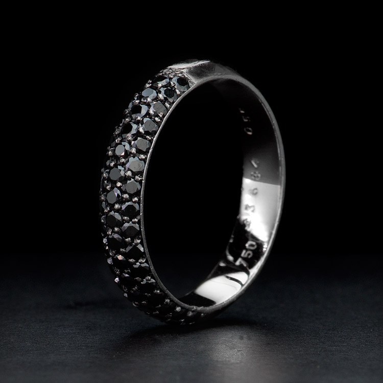 Black Pave’ Diamond Ring Made in Los Angeles by Bez Ambar