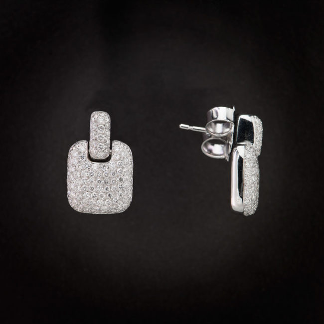 Pave’ Diamonds Dog Tag Earrings