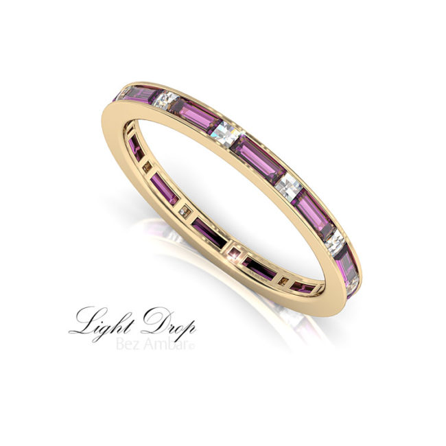 Blaze and Baguette Cut Amethyst Wedding Ring by Bez Ambar