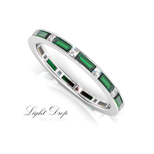 Blaze Diamond and Emerald Baguette Ring by Bez Ambar