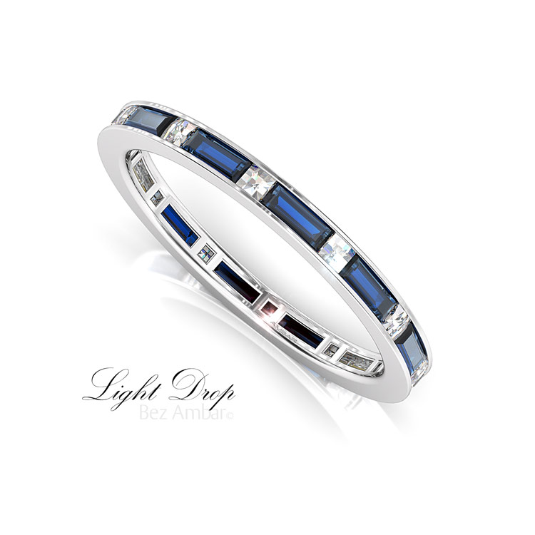 Diamond and sapphire shop baguette band