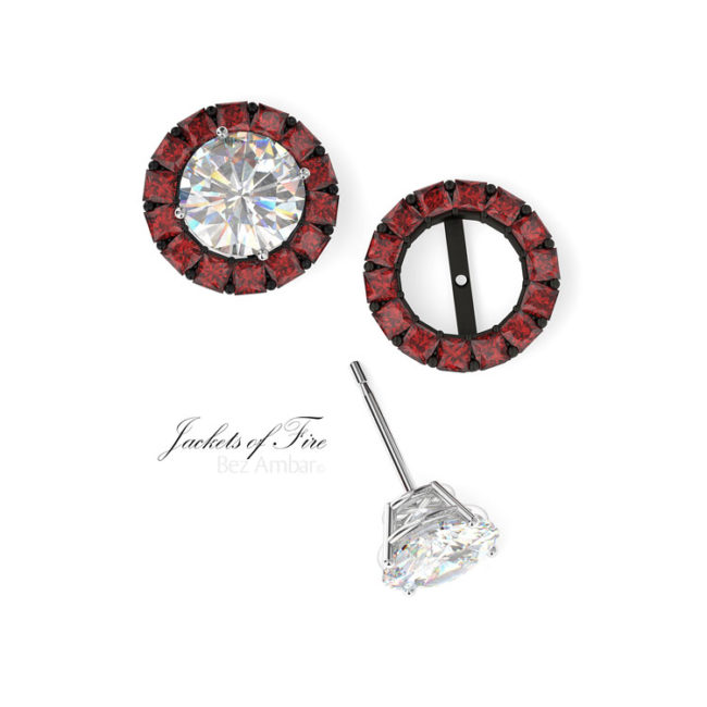 Jackets of Fire, Ruby Stud Earrings Enhancers