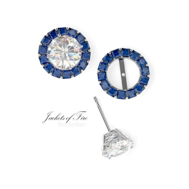 Jacket of Fire Sapphire Stud Earrings Enhancers