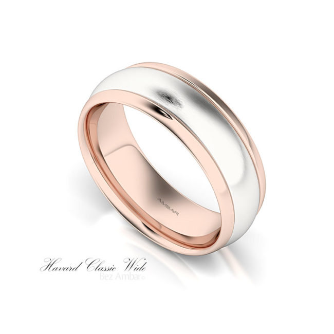 8mm Rose and White Wedding Band -Brushed Metal