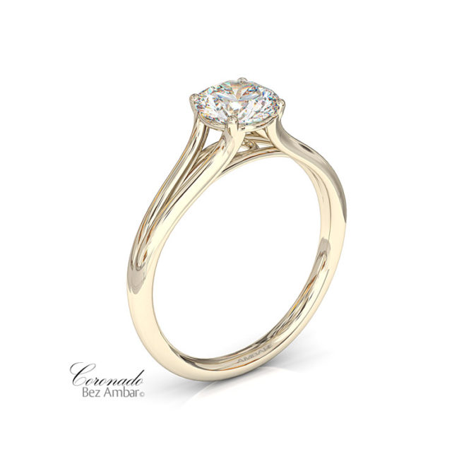 Gold Split shankl solitaire engagement ring