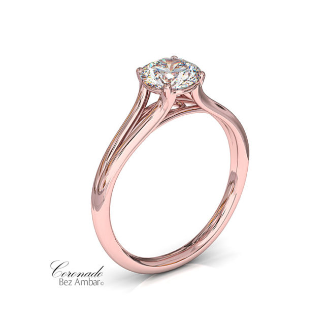 Rose Gold Coronado Split Shank Solitaire Engagement Ring