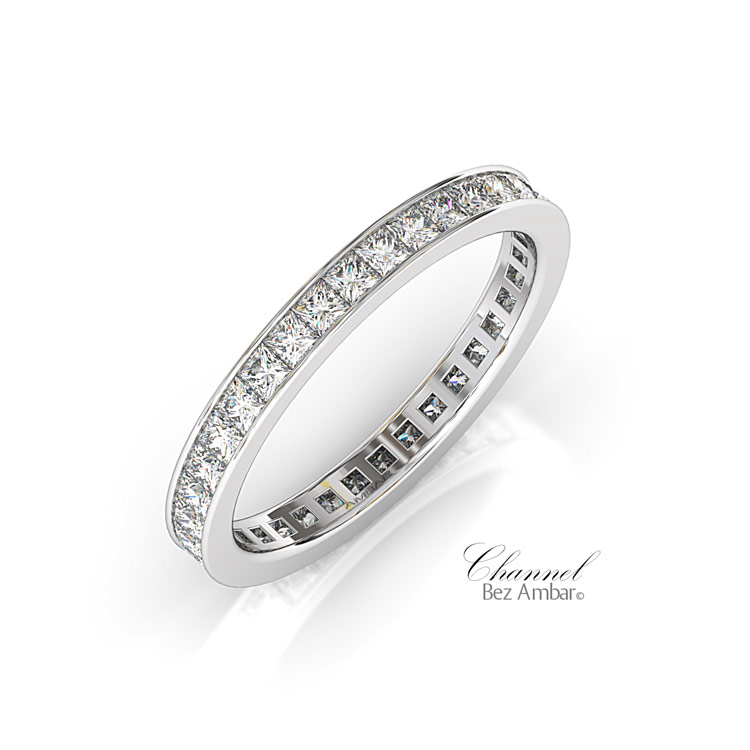 The Channel Set Princess Cut Wedding Band by Bez Ambar