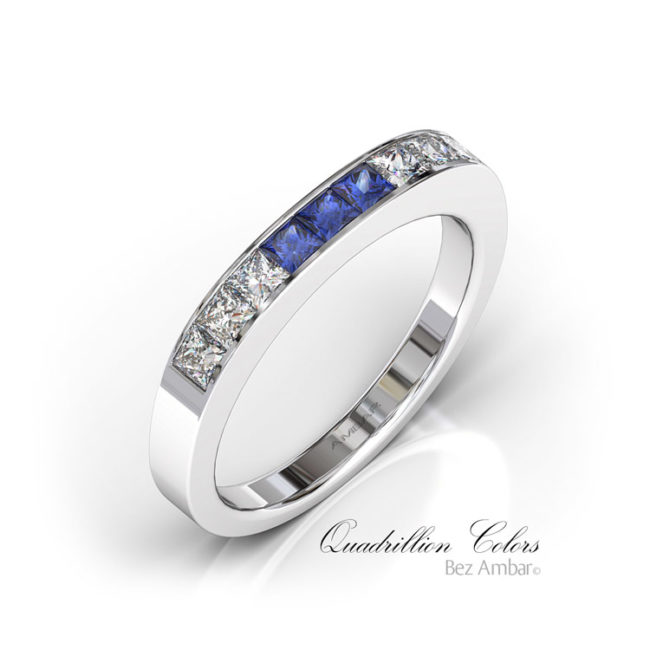 Gemstone Wedding Band with Channel Set Princess cut