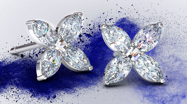 diamond earrings studs marquise and blaze